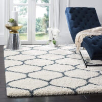 SHAG WEAVING CARPET® Super Soft Fluffy Area Rug For Living Room Handmade 2.5 Inches (Thickness,Pile) Moroccan Design Color Beige Dark Grey