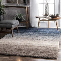 SHAG WEAVING CARPET® Super Soft Fluffy Area Rug For Living Room Handmade 2.5 Inches (Thickness,Pile) Moroccan Design Color Blue Beige