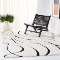 SHAG WEAVING CARPET® Super Soft Fluffy Area Rug For Living Room Handmade 2.5 Inches (Thickness,Pile) Moroccan Design Color Black White