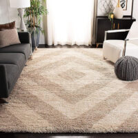 SHAG WEAVING CARPET® Super Soft Fluffy Area Rug For Living Room Handmade 2.5 Inches (Thickness,Pile) Moroccan Design Color Cream Gold