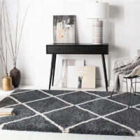 SHAG WEAVING CARPET® Super Soft Fluffy Area Rug For Living Room Handmade 2.5 Inches (Thickness,Pile) Moroccan Design Color Dark Silver