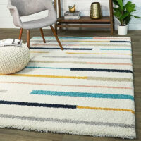 SHAG WEAVING CARPET® Super Soft Fluffy Area Rug For Living Room Handmade 2.5 Inches (Thickness,Pile) Moroccan Design Color Light Black White