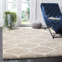 SHAG WEAVING CARPET® Super Soft Fluffy Area Rug For Living Room Handmade 2.5 Inches (Thickness,Pile) Moroccan Design Color Light Gold Ivory