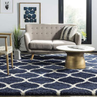 SHAG WEAVING CARPET® Super Soft Fluffy Area Rug For Living Room Handmade 2.5 Inches (Thickness,Pile) Moroccan Design Color Navy Blue