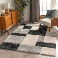 SHAG WEAVING CARPET® Super Soft Fluffy Area Rug For Living Room Handmade 2.5 Inches (Thickness,Pile) Moroccan Design Color Silver Black