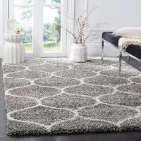 SHAG WEAVING CARPET® Super Soft Fluffy Area Rug For Living Room Handmade 2.5 Inches (Thickness,Pile) Moroccan Design Color Silver White