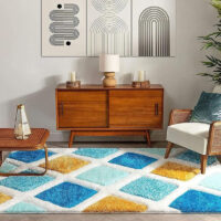SHAG WEAVING CARPET® Super Soft Fluffy Area Rug For Living Room Handmade 2.5 Inches (Thickness,Pile) Moroccan Design Color Turquoise