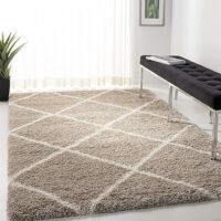 SHAG WEAVING CARPET® Super Soft Fluffy Area Rug For Living Room Handmade 2.5 Inches (Thickness,Pile) Moroccan Design Color White Gold