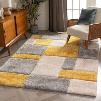 SHAG WEAVING CARPET® Super Soft Fluffy Area Rug For Living Room Handmade 2.5 Inches (Thickness,Pile) Moroccan Design Color Yellow Ivory