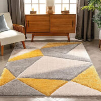 SHAG WEAVING CARPET® Super Soft Fluffy Area Rug For Living Rom Handmade 2.5 Inches (Thickness,Pile) Moroccan Design Color Yellow White