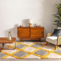 SHAG WEAVING CARPET® Super Soft Fluffy Area Rug For Living Room Handmade 2.5 Inches (Thickness,Pile) Moroccan Design Color Yellow