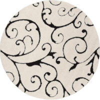 SHAG WEAVING CARPET® Round Shape Micro Polyester Yarn Super Soft Fluffy Area Rug Handmade 2.5 Inches (Thickness,Pile) - Black Cream