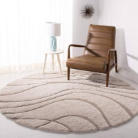 SHAG WEAVING CARPET® Round Shape Micro Polyester Yarn Super Soft Fluffy Area Rug Handmade 2.5 Inches (Thickness,Pile) - Beige Gold