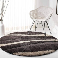 SHAG WEAVING CARPET® Round Shape Micro Polyester Yarn Super Soft Fluffy Area Rug Handmade 2.5 Inches (Thickness,Pile) - Brown Beige