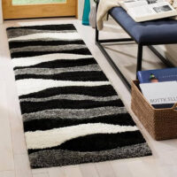 SHAG WEAVING CARPET®Micro Polyester Yarn Super Soft Fluffy Area Rug Handmade 2 Inches (Thickness, Pile) - Black White
