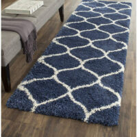 SHAG WEAVING CARPET®Micro Polyester Yarn Super Soft Fluffy Area Rug Handmade 2 Inches (Thickness, Pile) - Blue White