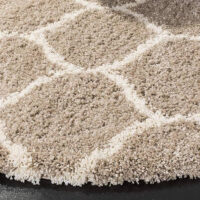SHAG WEAVING CARPET® Round Shape Micro Polyester Yarn Super Soft Fluffy Area Rug Handmade 2.5 Inches (Thickness,Pile) - Beige White