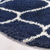 SHAG WEAVING CARPET® Round Shape Micro Polyester Yarn Super Soft Fluffy Area Rug Handmade 2.5 Inches (Thickness,Pile) - Blue White