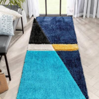 SHAG WEAVING CARPET®Micro Polyester Yarn Super Soft Fluffy Area Rug Handmade 2 Inches (Thickness, Pile) - Blue Yellow
