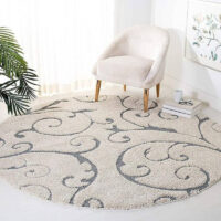 SHAG WEAVING CARPET® Round Shape Micro Polyester Yarn Super Soft Fluffy Area Rug Handmade 2.5 Inches (Thickness,Pile) - Cream Silver