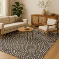 TTC Thread & Texture Carpet™ Premium Hand-Tufted 100% New Zealand Wool Carpets 2 Inches Thickness Pile - Dark Grey Ivory3