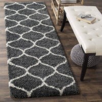 SHAG WEAVING CARPET®Micro Polyester Yarn Super Soft Fluffy Area Rug Handmade 2 Inches (Thickness, Pile) - Dark Grey White