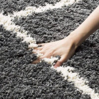 SHAG WEAVING CARPET® Round Shape Micro Polyester Yarn Super Soft Fluffy Area Rug Handmade 2.5 Inches (Thickness,Pile) - Dark Grey White