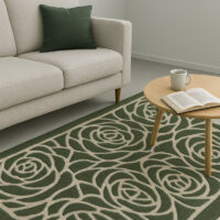 TTC Thread & Texture Carpet™ Premium Hand-Tufted 100% New Zealand Wool Carpets 2 Inches Thickness Pile - Green White