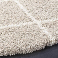 SHAG WEAVING CARPET® Round Shape Micro Polyester Yarn Super Soft Fluffy Area Rug Handmade 2.5 Inches (Thickness,Pile) - Gold White