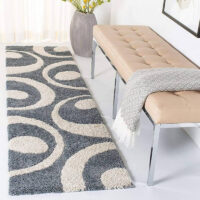 SHAG WEAVING CARPET®Micro Polyester Yarn Super Soft Fluffy Area Rug Handmade 2 Inches (Thickness, Pile) - Grey White