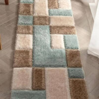 SHAG WEAVING CARPET®Micro Polyester Yarn Super Soft Fluffy Area Rug Handmade 2 Inches (Thickness, Pile) - Light Blue Gold
