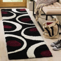 SHAG WEAVING CARPET®Micro Polyester Yarn Super Soft Fluffy Area Rug Handmade 2 Inches (Thickness, Pile) - Maroon Black