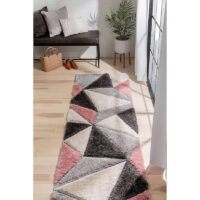 SHAG WEAVING CARPET®Micro Polyester Yarn Super Soft Fluffy Area Rug Handmade 2 Inches (Thickness, Pile) - Pink Black