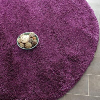 SHAG WEAVING CARPET® Round Shape Micro Polyester Yarn Super Soft Fluffy Area Rug Handmade 2.5 Inches (Thickness,Pile) - Purple