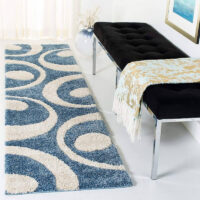 SHAG WEAVING CARPET®Micro Polyester Yarn Super Soft Fluffy Area Rug Handmade 2 Inches (Thickness, Pile) - Sky Blue White
