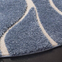 SHAG WEAVING CARPET® Round Shape Micro Polyester Yarn Super Soft Fluffy Area Rug Handmade 2.5 Inches (Thickness,Pile) - Teal Blue White