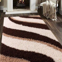 SHAG WEAVING CARPET®Micro Polyester Yarn Super Soft Fluffy Area Rug Handmade 2 Inches (Thickness, Pile) - White Brown