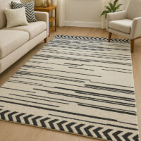 TTC Thread & Texture Carpet™ Premium Hand-Tufted 100% New Zealand Wool Carpets 2 Inches Thickness Pile - Ivory Black4
