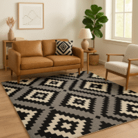 TTC Thread & Texture Carpet™ Premium Hand-Tufted 100% New Zealand Wool Carpets 2 Inches Thickness Pile - Silver Black